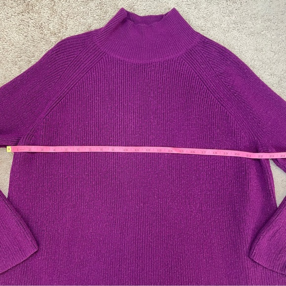 Eileen Fisher Ribbed Turtleneck Raglan Long Sleeve Merino Wool Purple Sweater XL - Picture 14 of 16